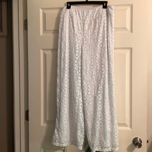 Cato-Woman's White Cotton Lace Beach Pants Size 16